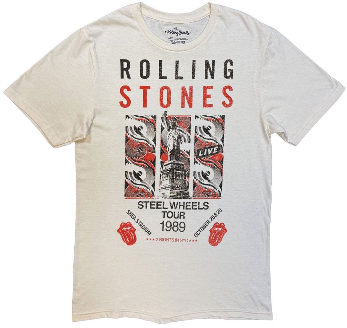 The Rolling Stones - Steel Wheels Tour 1989 Heren Tshirt - L - Creme