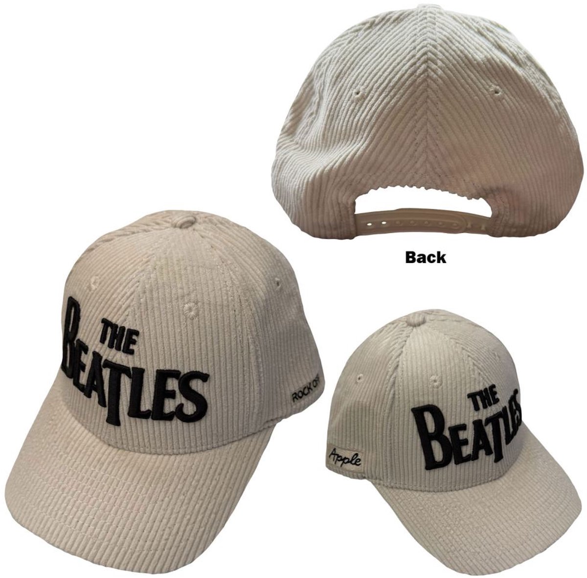 The Beatles - Drop T Logo & Apple Corduroy Baseball pet - Creme