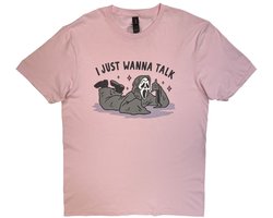 Scream Ghostface - I Just Wanna Talk Heren Tshirt - M - Roze