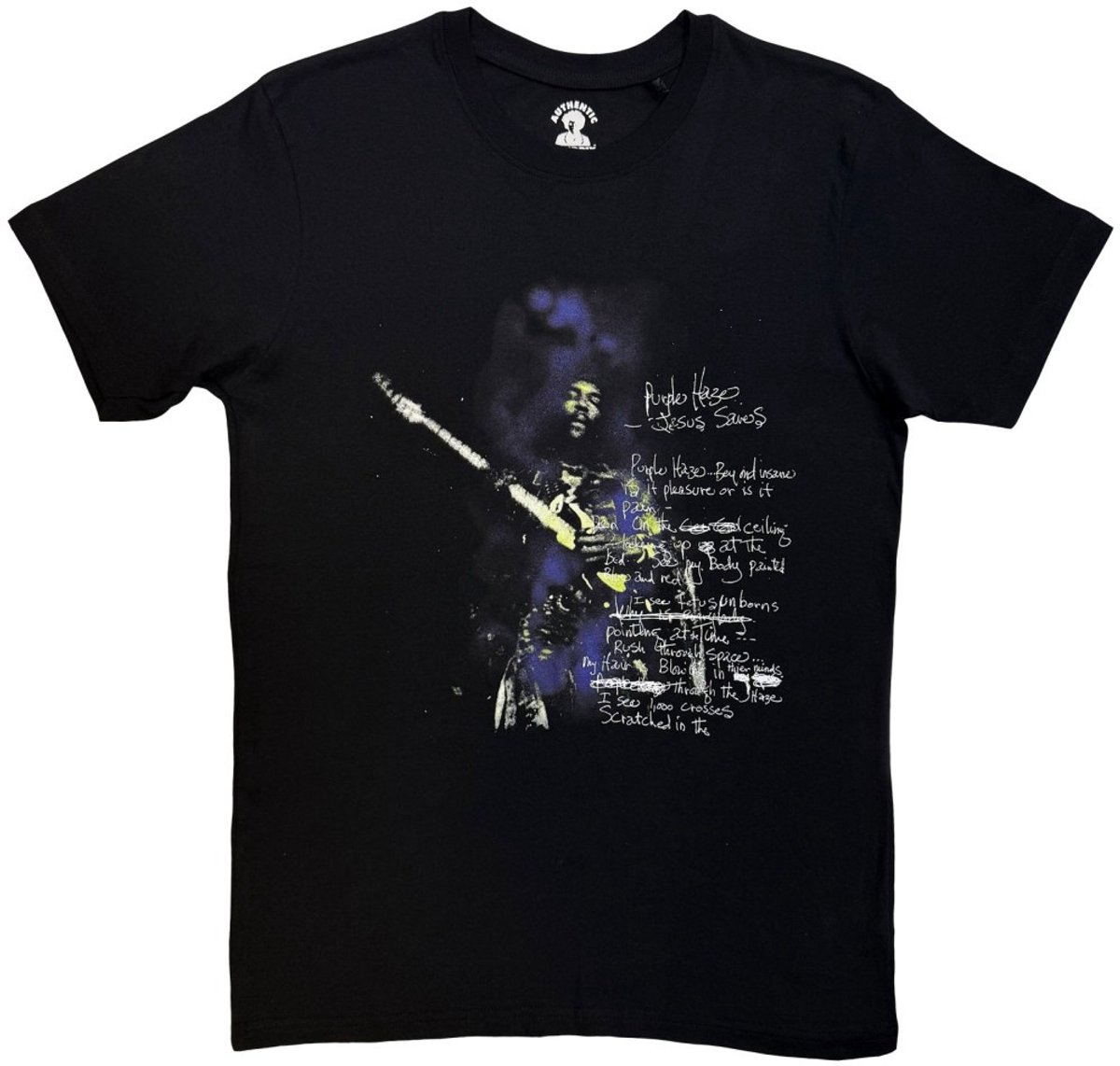 Jimi Hendrix - Purple Haze Lyrics Heren Tshirt - XL - Zwart
