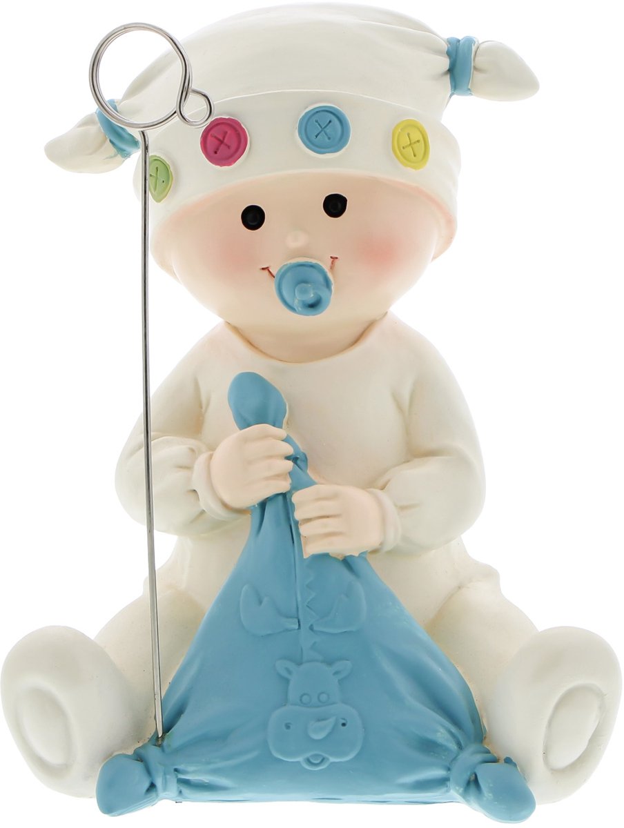 Baby "Doedoe" spaarpot met fotoclip blauw