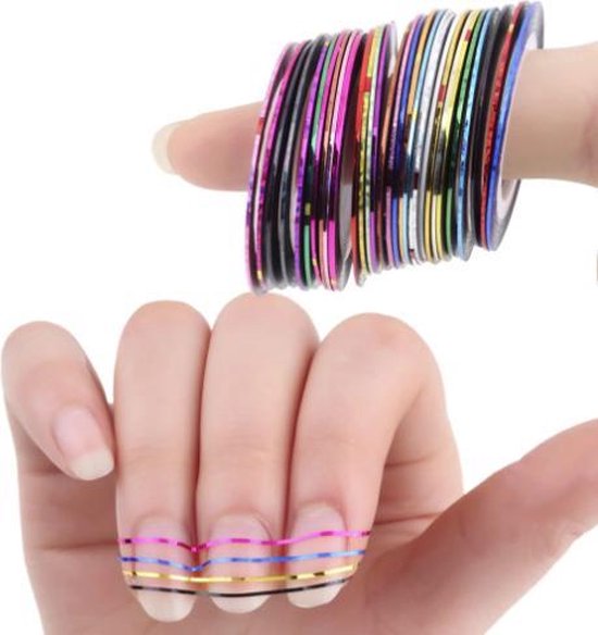 bol.com | Nail art tools - Premium nail striping diverse kleuren 1 mm -  Nail striping tape -...
