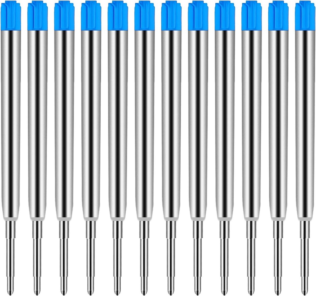 12 Stuks Vervangbare Balpen Navullingen, Metalen Pen Navulling met Medium Nib, Soepele Schrijfervaring voor Balpennen (Blauw)