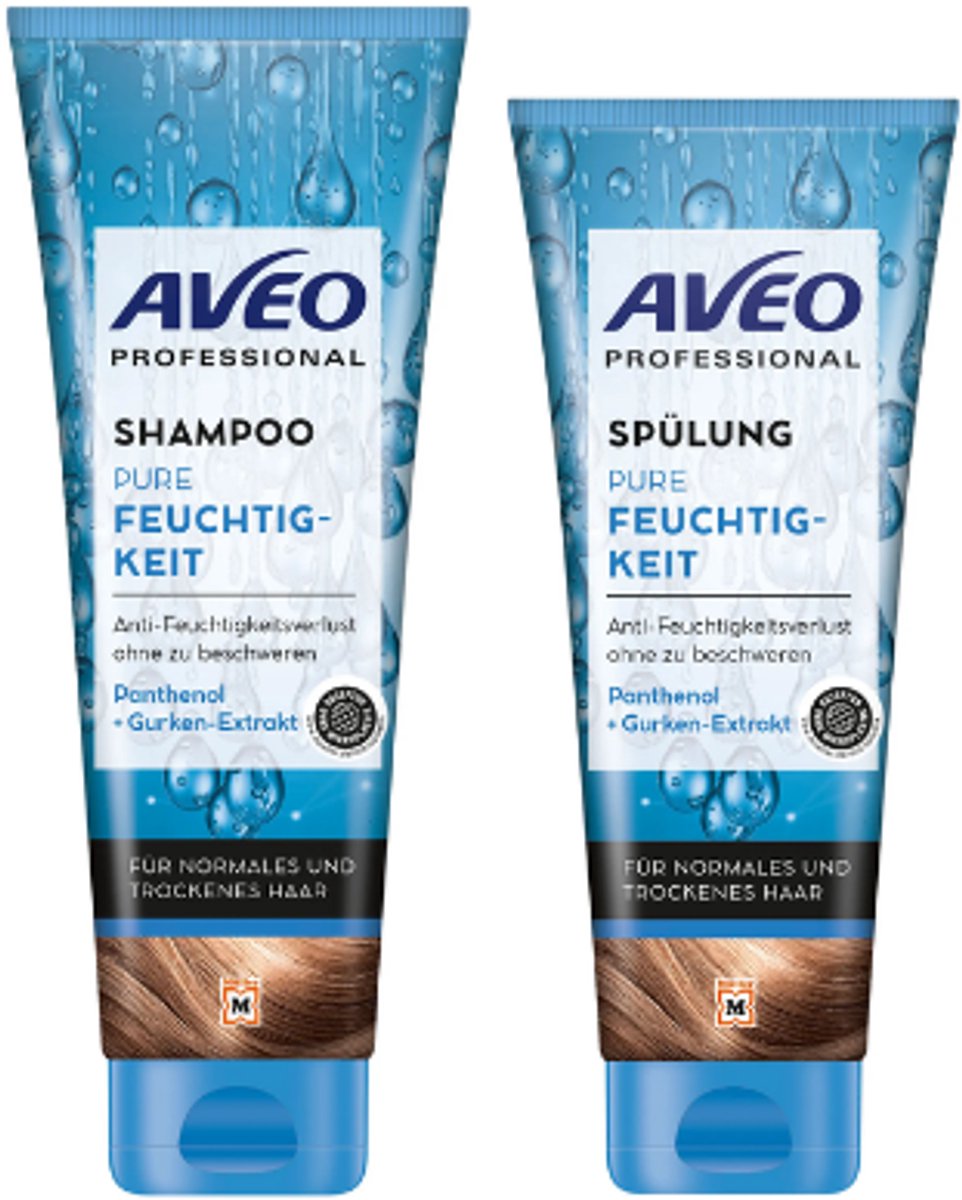 Aveo Professional Pure Feuchtigkeit Haarverzorging Set - Shampoo & Conditioner | 250 ml + 200 ml - Panthenol & Komkommerextract | Hydratatie & Verzorging