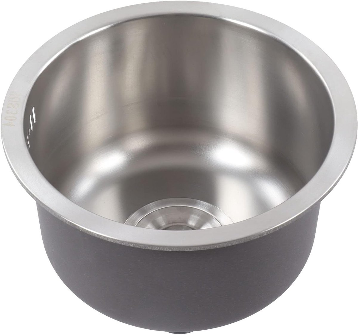 Ronde RVS Keukensink van 11,8 inch, Dubbele Montage, Enkelvoudige Kom, Geschikt voor Bar en Camper, Inclusief Aansluitingen en Spatwaterdicht Ontwerp
