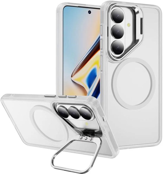 Hoesje Geschikt voor Samsung Galaxy S26 - Compatibel met MagSafe & Qi2 - Back Cover met Standaard - Camera Kickstand - Transparant