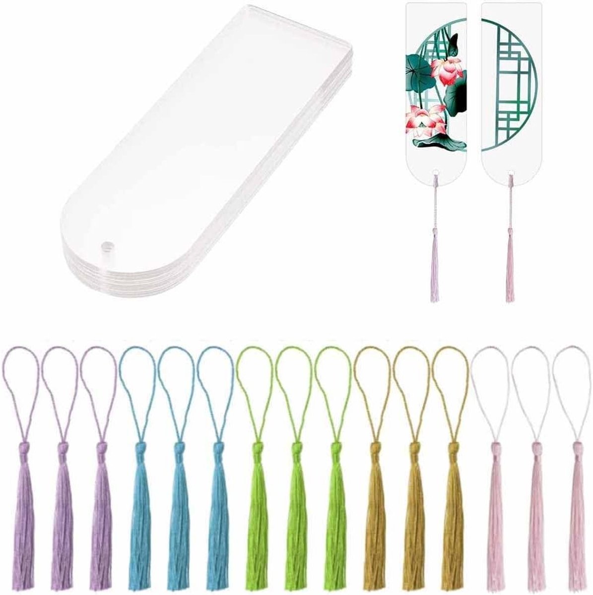 Mini Lege Acrylaat Boekenleggers met Tas van 15 Stuks voor Klaskamerprojecten en DIY Cadeaulabels, Rond Ontwerp