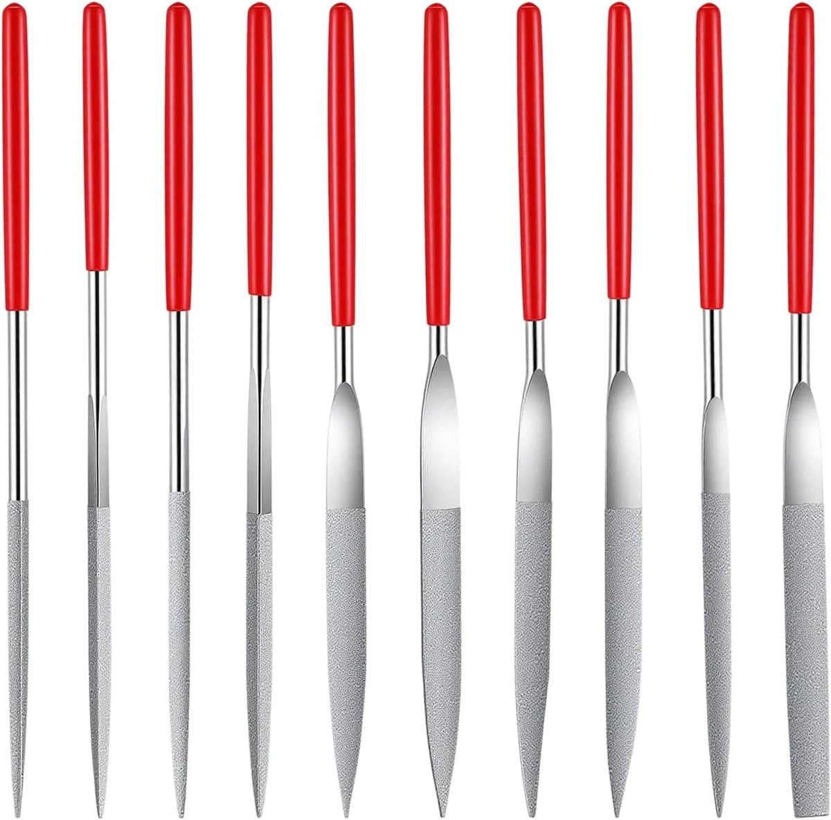 Set van 10 Mini Diamant Vijlenset, 0.6 x 1.8 cm, Fijne Vijlen voor Hout, Metaal en Steen, Ideaal voor 3D Printen en Precisiewerk