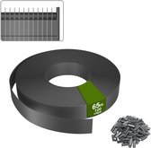 Vlechtband Hekwerk 65m – PVC Privacy Stroken voor Dubbelstaafmat – Zichtbescherming Tuin & Balkon – Inclusief Clips – Grijs