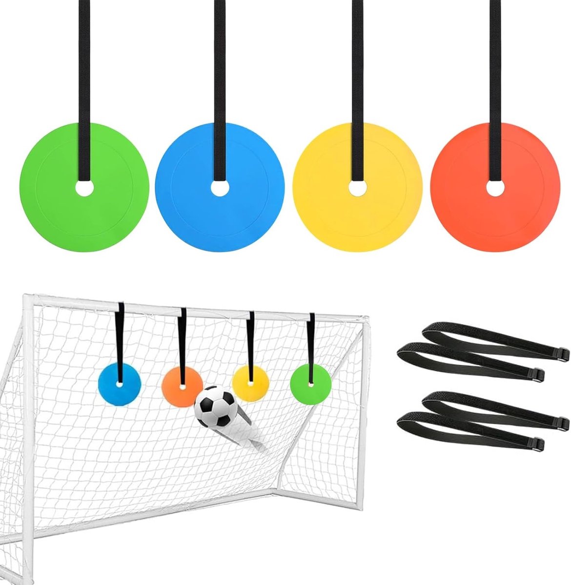 Voetbaldoel met 4 ronde schijven voor schietnauwkeurigheid, trainingsaccessoires voor voetbal, hockey en baseball