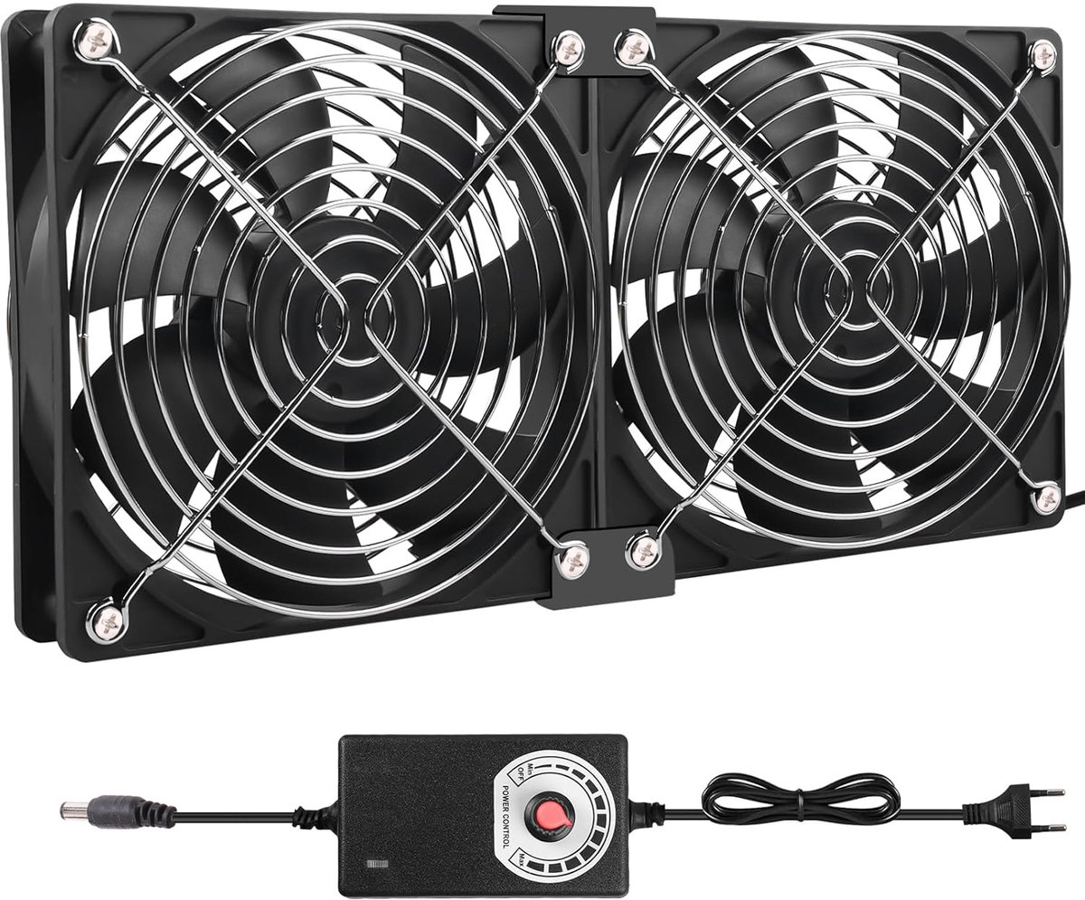 PC-Ventilator – 12V Behuizingsventilator – met Snelheidsregeling – Compatibel met PC's, Laptops en TV's – 120 mm – 2-Pack