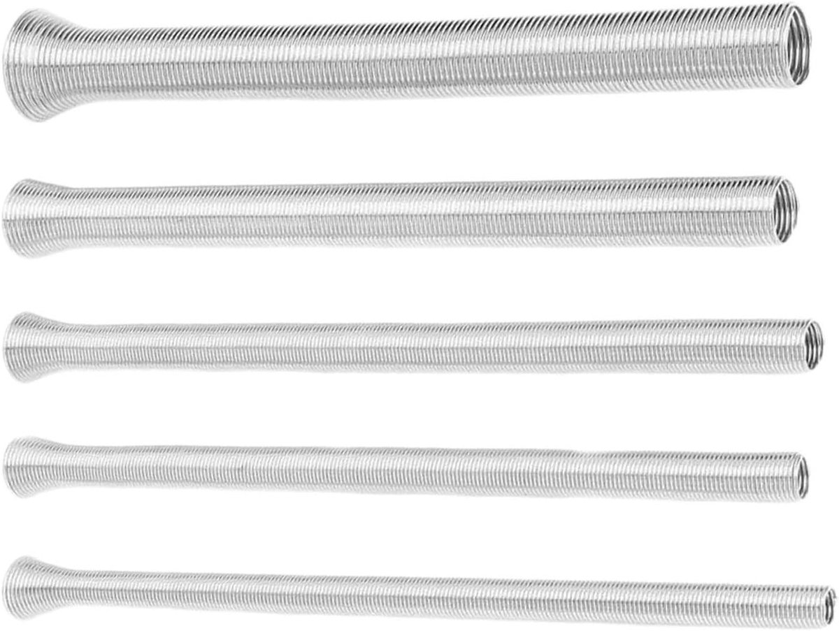 Set van 5 RVS Buiggereedschappen voor Koper- en Aluminiumbuizen, inclusief Verlengstukken en Bogen, Geschikt voor 1/4'', 5/16'', 3/8'', 1/2'', 5/8'' Buizen, 210mm Lengte