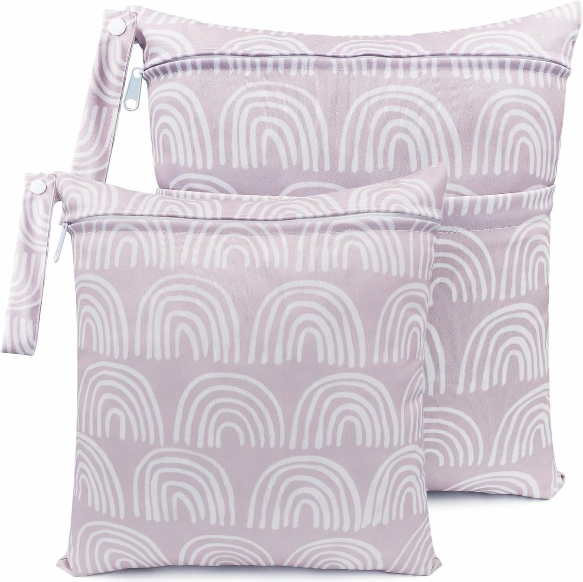 Natte Tas - Luierzakken Opbergtas - Baby Verzorging - Dubbele Ritsen - 36x30 cm 30x28 cm - Grijs
