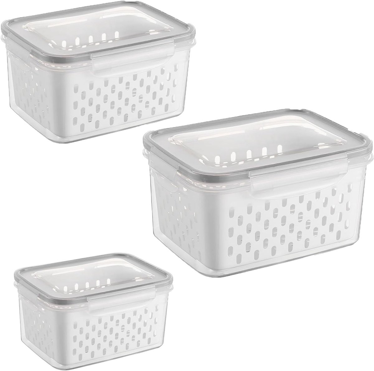 Set van 3 Opbergdozen voor de Keuken, Ideaal voor Koelkast Organisatie, Met Deksel en Ruimtebesparend Ontwerp