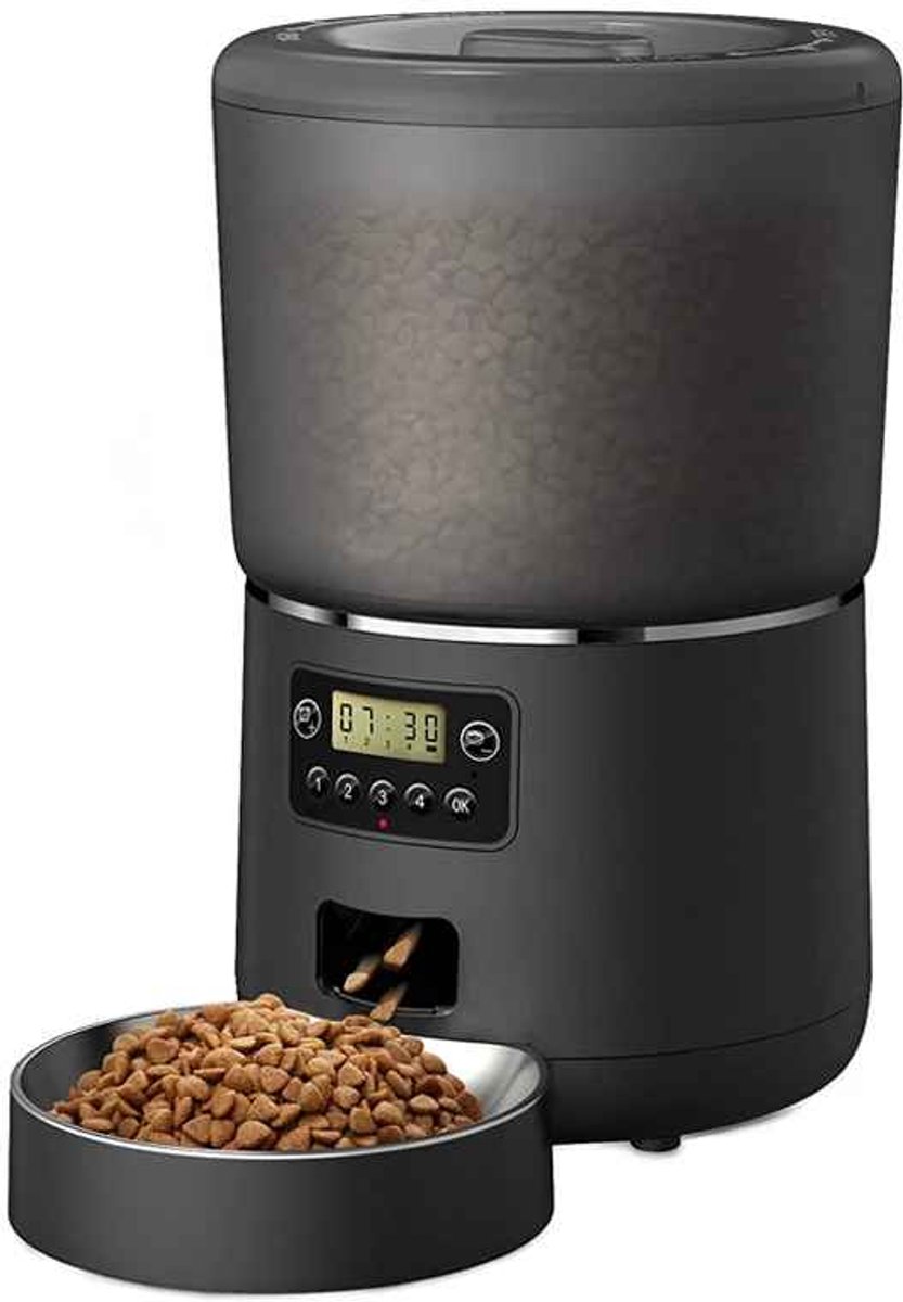 Casa Living Automatische Voerbak Huisdieren - 4L Capaciteit - Timer & Portiecontrole - Anti-Verstopping & Insectenwerend - Zwart