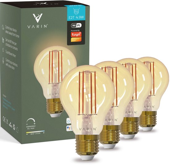 Varin Smart Filament E27 3-pack 5W Dimbaar
