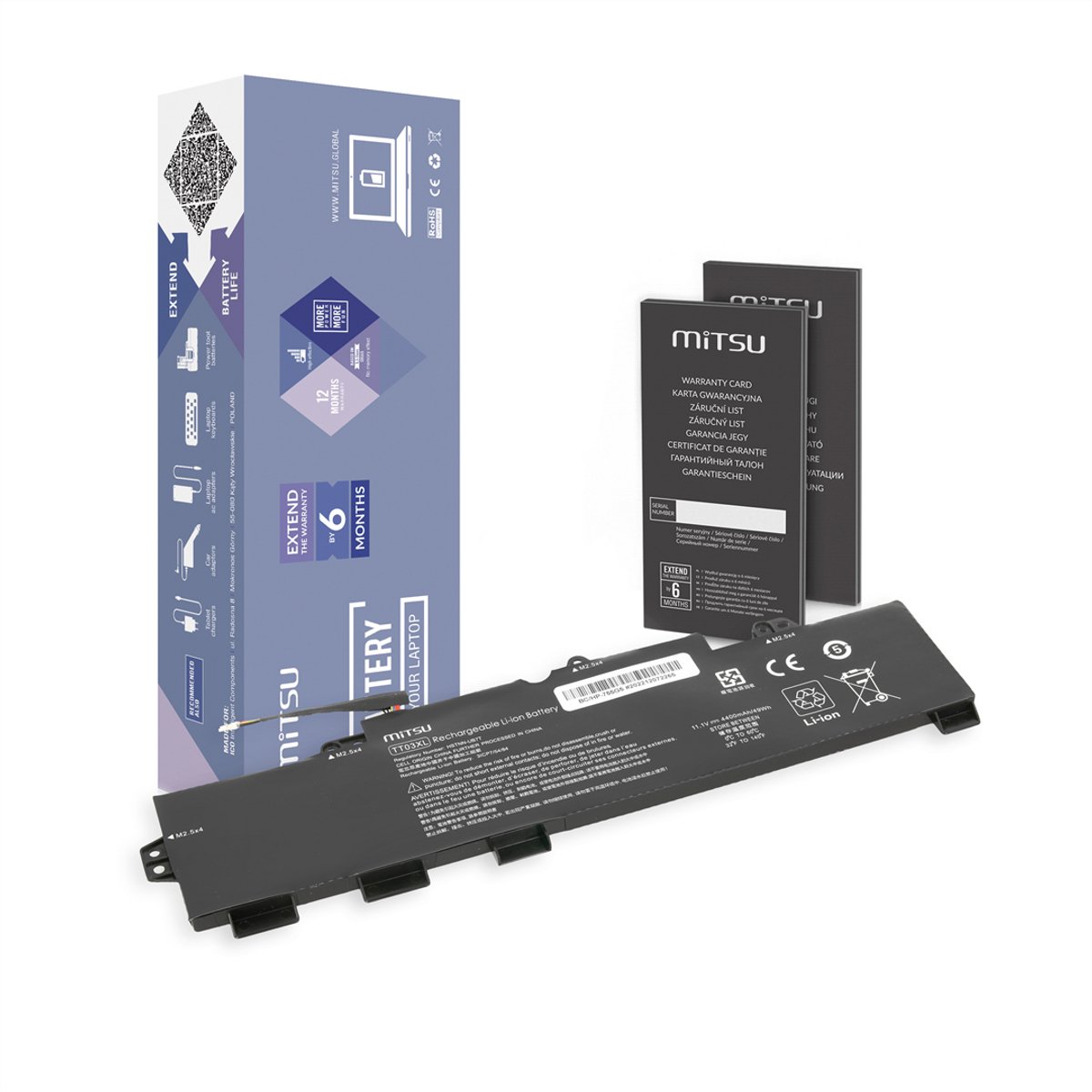MITSU TT03XL - Batterij - Compatibel met HP EliteBook - 755 850 G5 - 850 G6