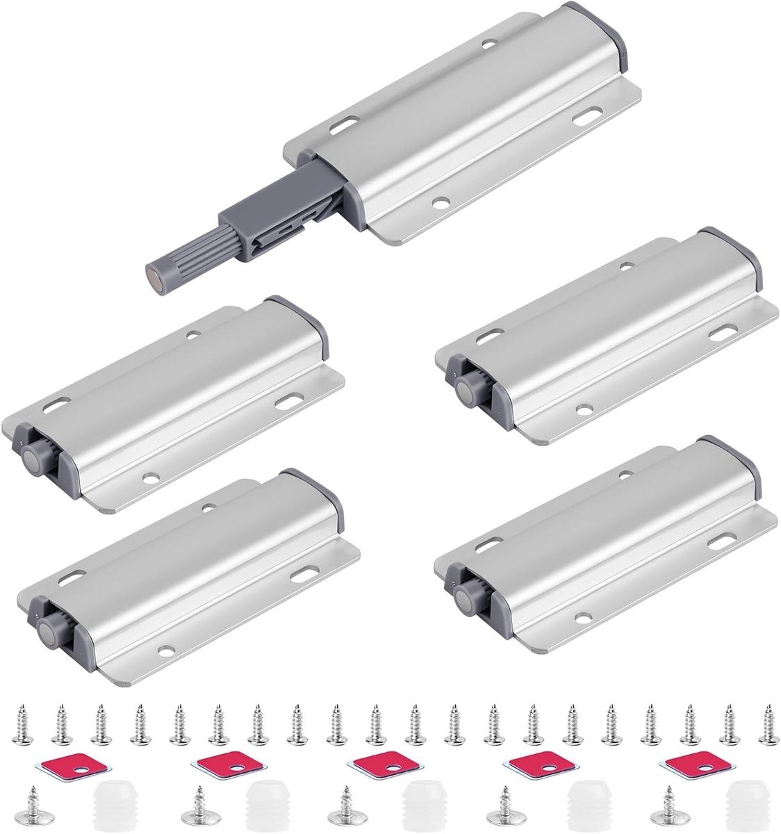 Push To Open Deurvergrendelingen - 5 Stuks Magnetische Deursluiters voor Keuken en Kastdeuren, Inclusief Montage Schroeven en Zelfklevende Magneten voor Eenvoudige Installatie