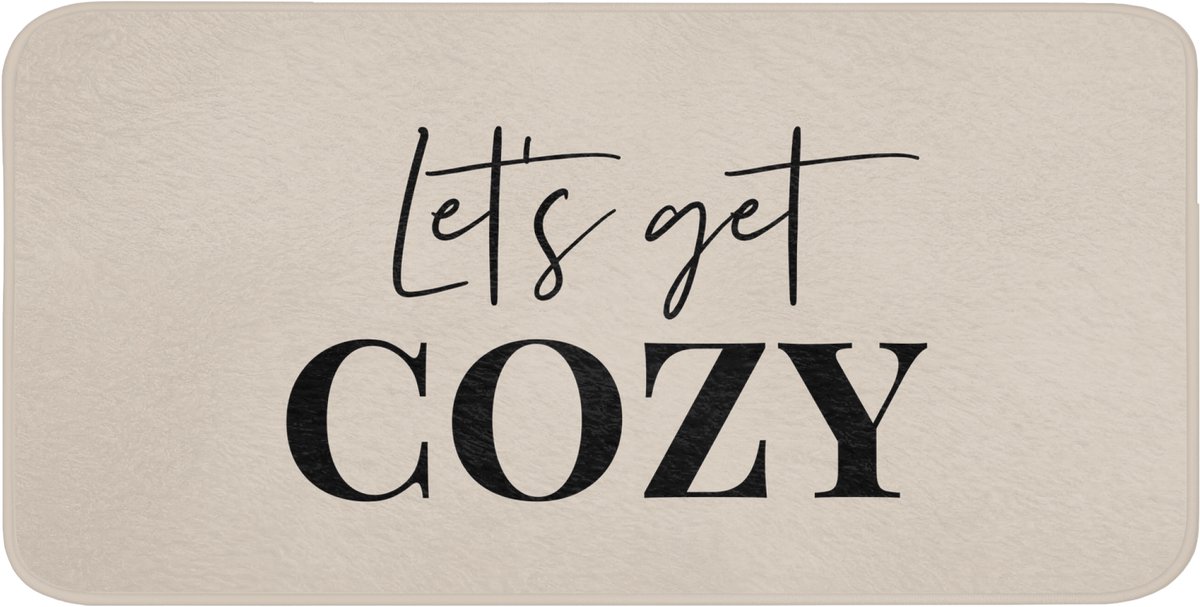 Badmat 120x60 cm - Antislip - Beige - Winter - Quote - Cozy - Badmatten voor badkamer - Badkamermat - Douchemat - Badkamer mat