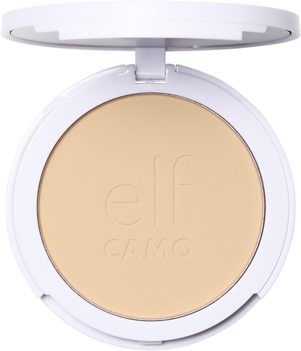 e.l.f. Camo Powder Foundation Fair 140W 8g – Buildable tot Full Coverage – Inclusief Spons & Spiegel