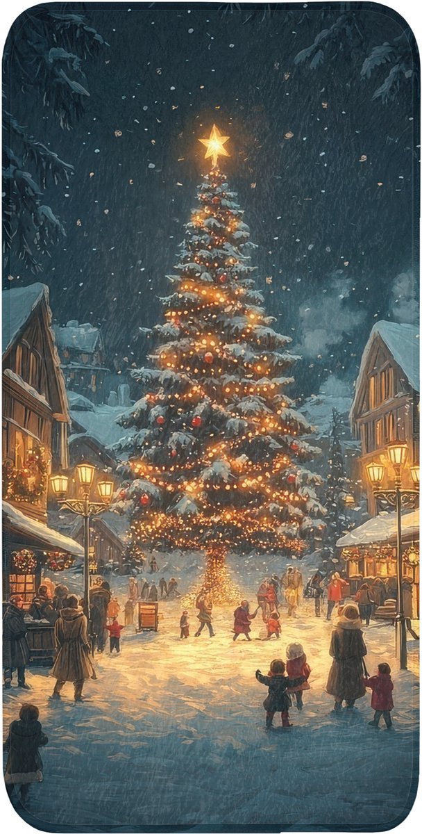 Badmat 60x120 cm - Antislip - Kerstfeest - Dorp - Donker - Badmatten voor badkamer - Badkamermat - Douchemat - Badkamer mat