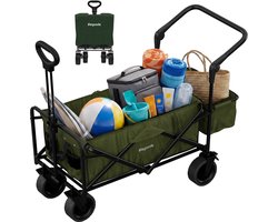 LifeGoods Bolderkar Opvouwbaar - 90L - 120KG Draagkracht - Draaibare Wielen met Rem - 120x61x80CM - Inklapbare Bolderwagen - Wasbaar Polyester - Groen