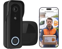 Trust Draadloze Video Deurbel - DOORCAM-3000 - Accu oplaadbaar met USB-C - 2K 3MP - Geen Abonnementskosten - inclusief Chime - Deurbel met Camera - Zwart