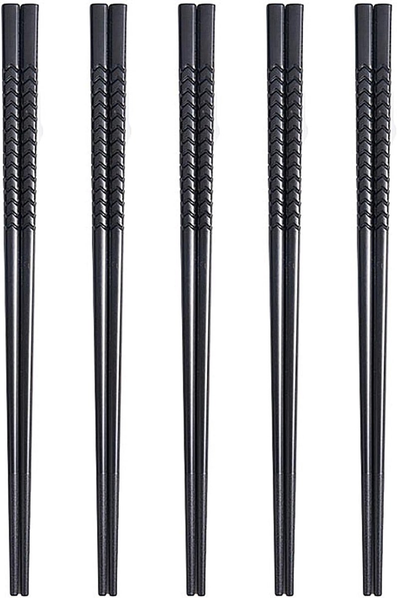 Herbruikbare Fiberglass Eetstokjes - Vaatwasmachinebestendige Eetstokjes met Golfpatroon, 9,5 Inch, Perfect voor Sushi en Aziatische Gerechten