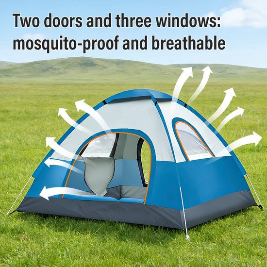 Dutchers® Pop-up Tent 3-4 Personen - 210x210x130 cm - Koepeltent - Winddicht - Kampeertent - Strandtent - Bivaktent - Festivaltent - Speeltent - Noodsituatie - Noodpakket - Snelle Opzet - Ideaal voor Camping, Strand & Reizen van Dutchers — afbeelding 2