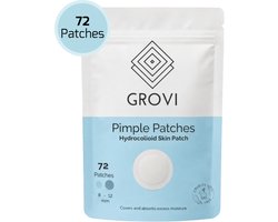 Grovi Premium Pimple Patch 72 Stuks - Onzichtbare Puisten Verwijderaar - Acne Patches - Hyrdocolloid - Emergency Dots - Anti Mee-eters - 8 & 12MM