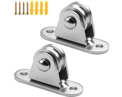 Katrollen - 2x Katrol - Hijshaak - Katrollen - Katrolwielen - Katrol met duplex-lagers - Katrol roestvrij staa - Katrol klein - Katrol voor touwen - Voor 3-6 mm touwen - Met 4 schroeven en 4 hulzen - Voor lagers, roldeur, waslijn, fitness