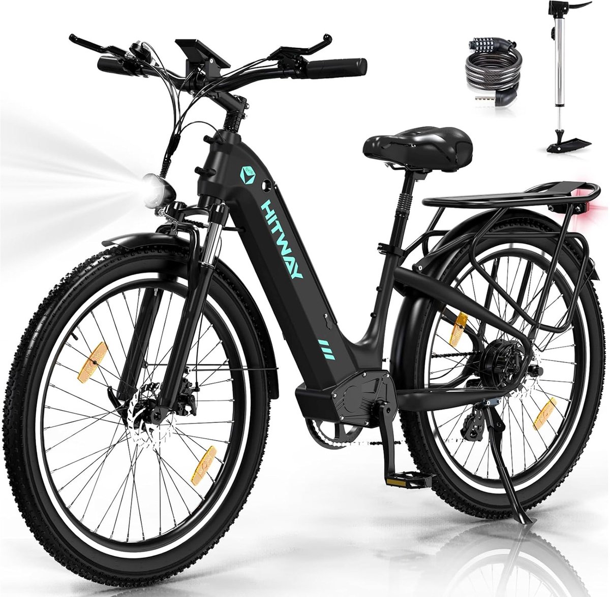 Hitway Elektrische Fiets BK9S - Trendy 26*4.0 Inch Fatbike - Mountain Snow EBike met Afneembare 48V 16Ah Lithium Batterij - City Commuter E-Bike met 250W Motor - 7 Versnellingen - IP54 Waterdicht - Hitway - €1.149,99