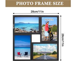 Zwarte 6x4 fotolijsten meerdere foto's, 4x6 collage fotolijsten voor muur, multi-diafragma frames voor 4 foto's