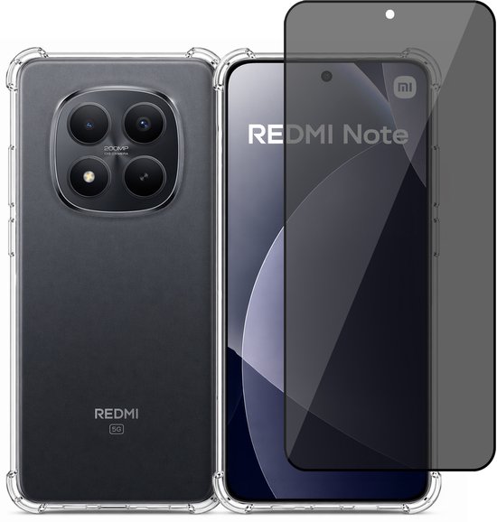 Deux coques de smartphone : une face arrière avec une grande unité de caméra, l'autre face avant avec un protecteur d'écran de confidentialité.