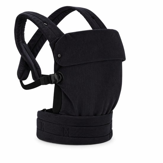 Laavir® Baby Draagzak Corduroy - Comfortabele Buikdrager met Verstelbare Band - Voor 0 tot 36 Maanden - Zacht & Ademend - Zwart