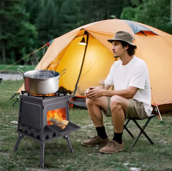 Kampeerkooktoestel - Opvouwbare Houtkachel met Mini Oven - Draagbaar & Compact - inclusief Tas - ideaal voor Camping, BBQ & Outdoor van Merkloos — afbeelding 4
