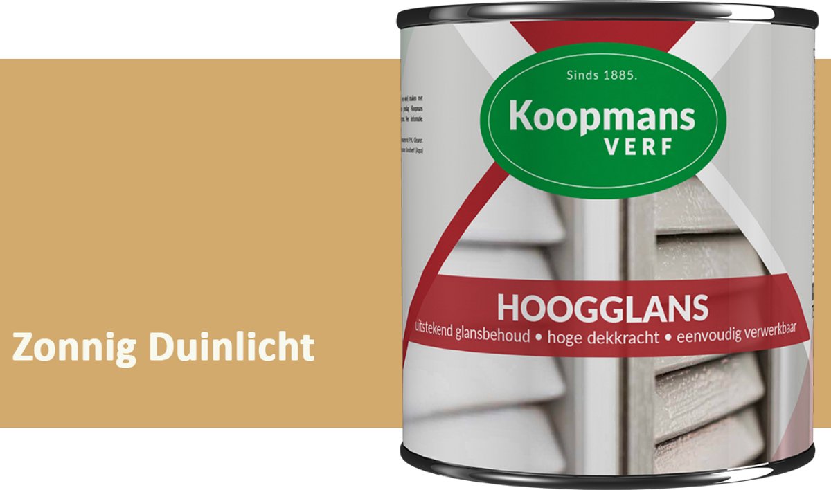Koopmans Hoogglans Lakverf Binnen & Buiten – Voor Hout en Metaal – Krasvast – Hoge Dekkracht – Kozijnen, Deuren & Meubels – Zonnig Duinlicht – 375 ml