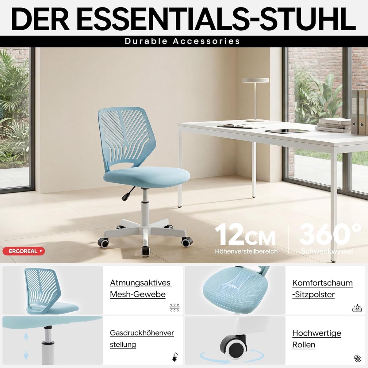 Ergonomische bureaustoel zonder armleuningen – - armleuningen – Meuble Paris CozyFlow - Medahomestore