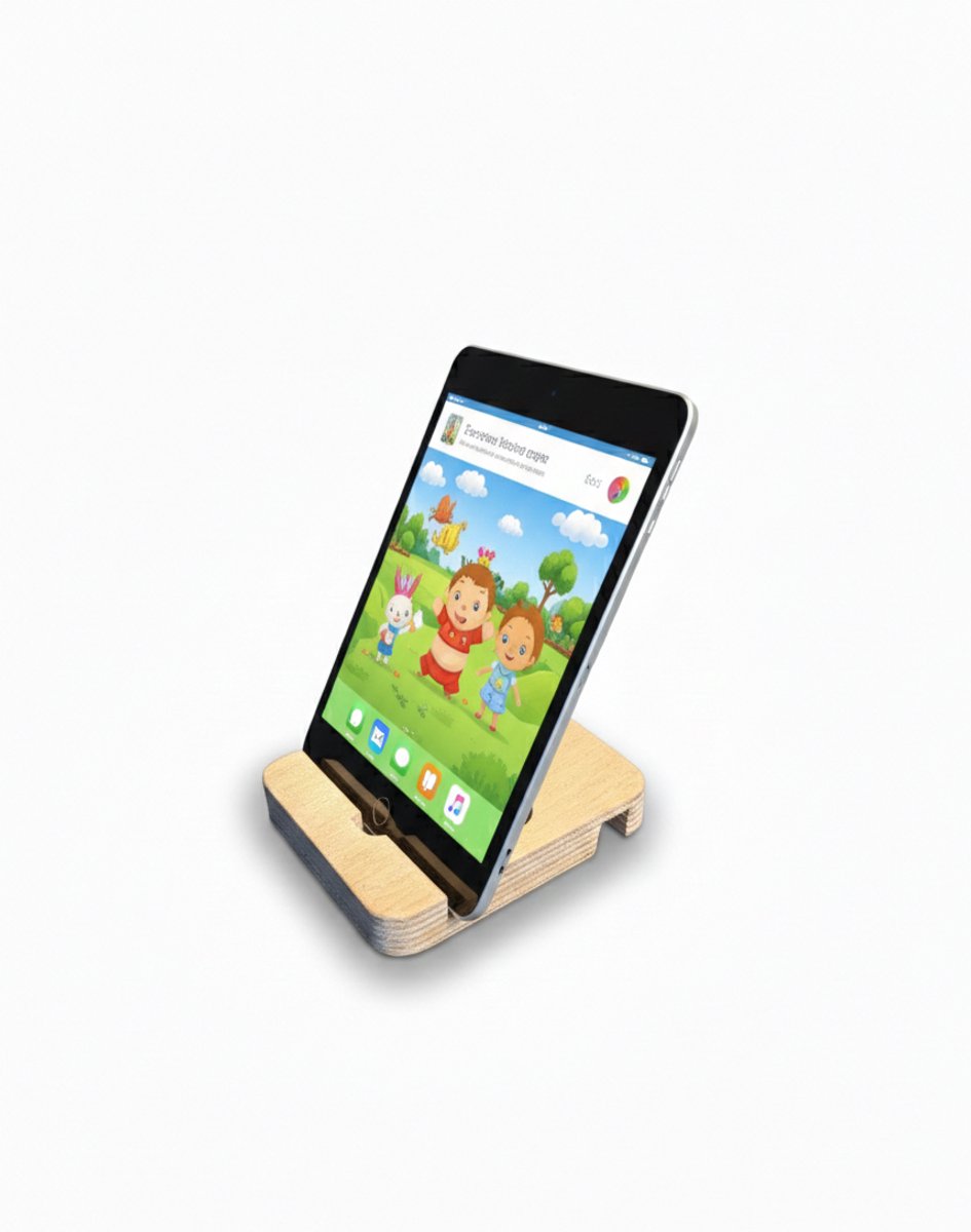 Houten Telefoon & Tablet Houder | Universele Standaard voor iPad en Smartphone | Berkenhout | Naturel | 10x8 cm — cadeau in Telefoon & Tablet - foto 3