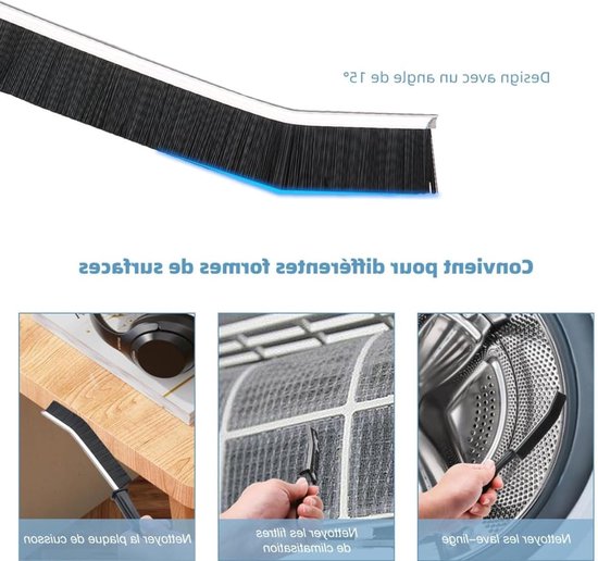 3-Pack Voegenreinigingsborstel met Harde Haren - Hoekborstel voor Badkamer, Keuken, Tegels en Ramen (Zwart) — afbeelding 4