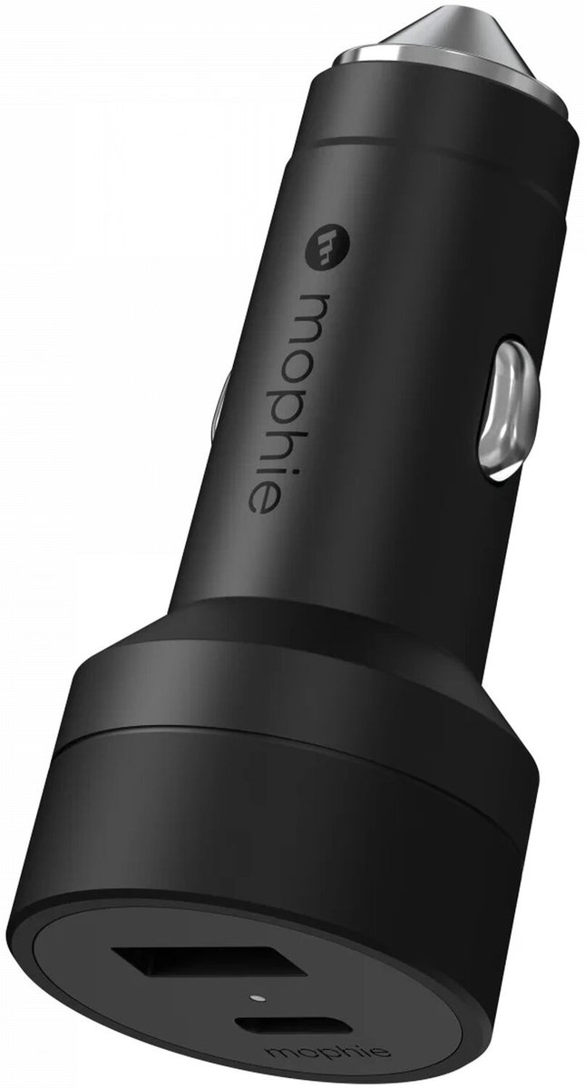 Mophie - Fast Charge - Auto Snellader - 42W - USB-C + USB-A Power Delivery (PD) - Quick Charge (QC) - Zwart