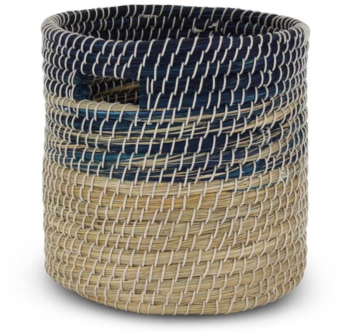 Safaary - Rieten Mand van Zeegras Blauw-Naturel