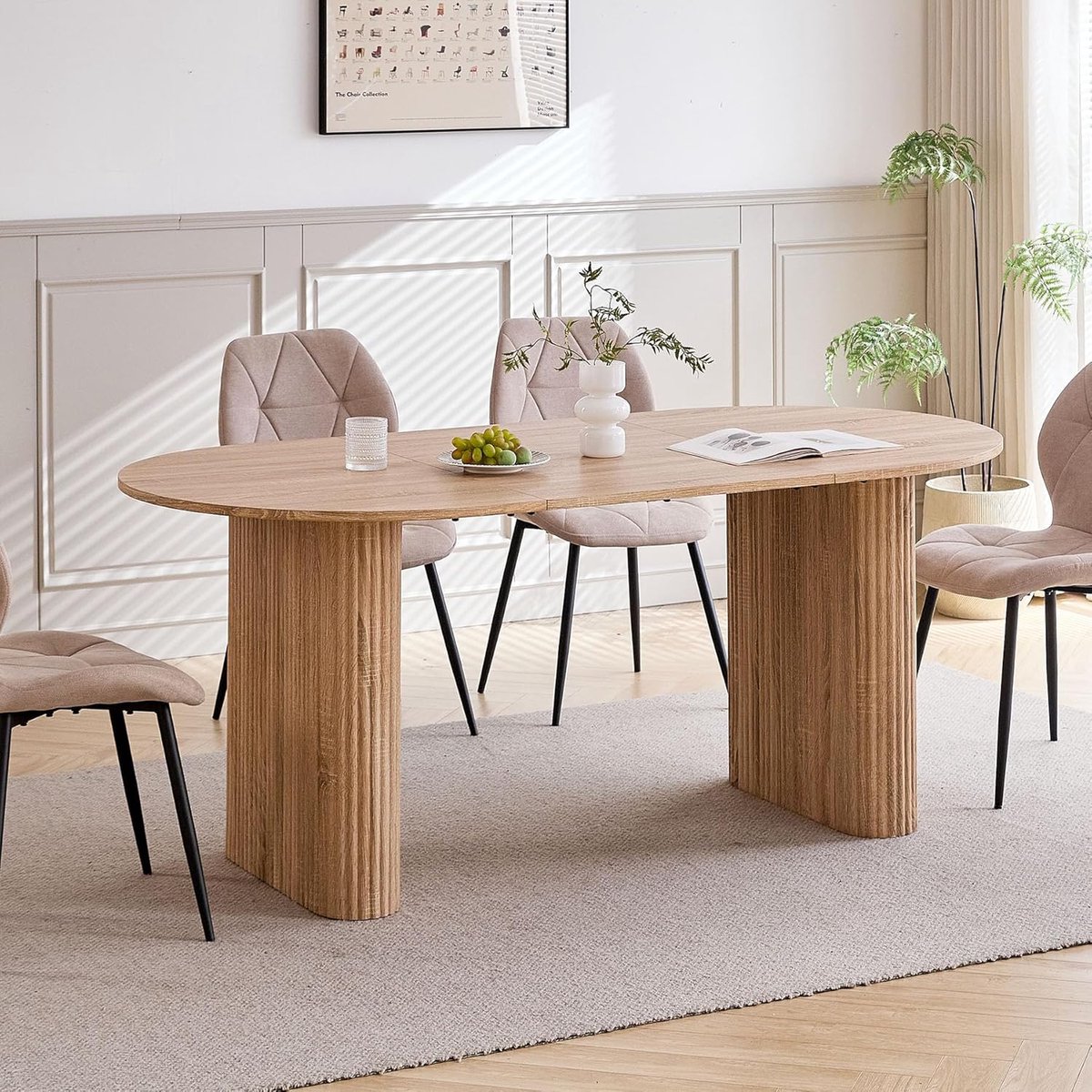 Eettafel Ovaal 180x90 cm 6-8 Personen Moderne Keukentafel Vergadertafel Houtkleur Natuurlijk - Vermissen