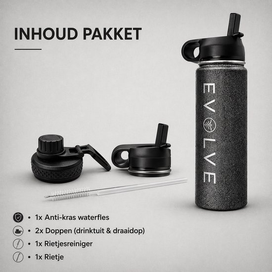 Fit Evolve Fietsbidon 600 ml – RVS Drinkfles - Waterfles – Geïsoleerde Thermosfles – Bidon voor Racefiets & Mountainbike – Past in Elke Bidonhouder