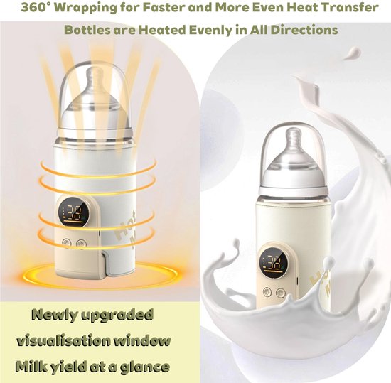 Draagbare flessenwarmer - 10000 mAh - Snel opwarmend & tot 6–10 uur continu verwarmen - Ideaal voor op reis, onderweg en buitenshuis — afbeelding 4