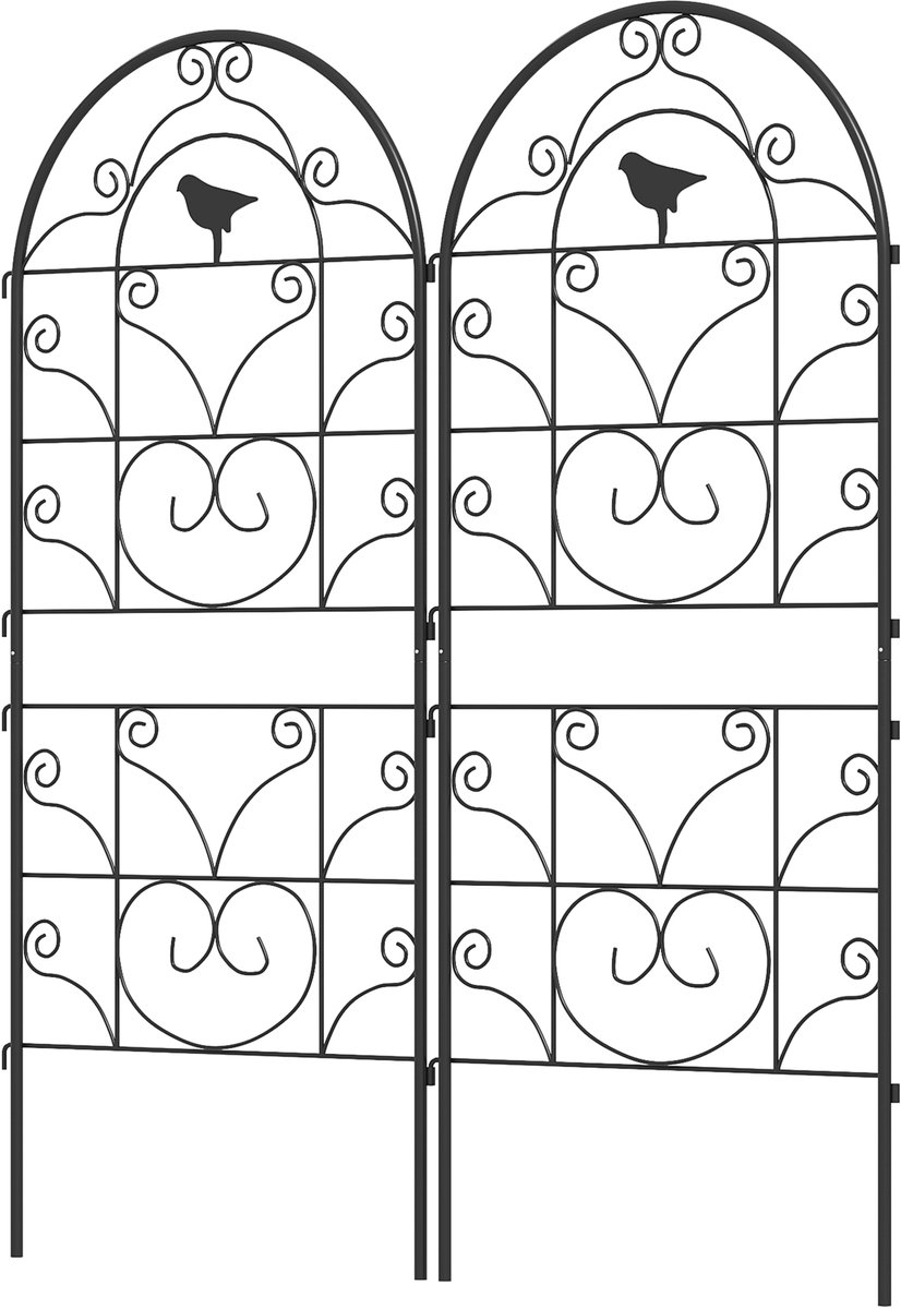 Metalen Klimrek voor Klimplanten Set van 2 - Plantensteun met Vogel Design - 50x120 cm - Roestvrij Klimplantenrek voor Tuin, Rozen & Tomaten