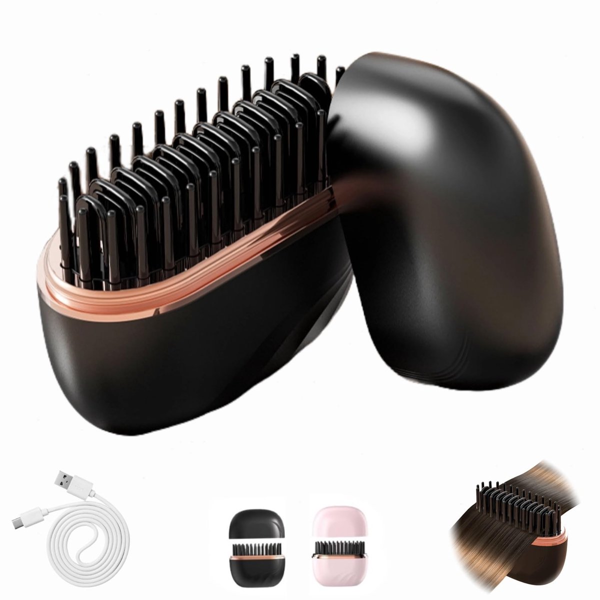 carmdering - Stijltang - Mini Stijltang - Oplaadbare Stijltang - 3 temperaturen (160-200°C), zwart, 30 sec opwarmen - Brandveilig, draagbaar, lichtgewicht - Perfect voor thuis, reis en cadeau