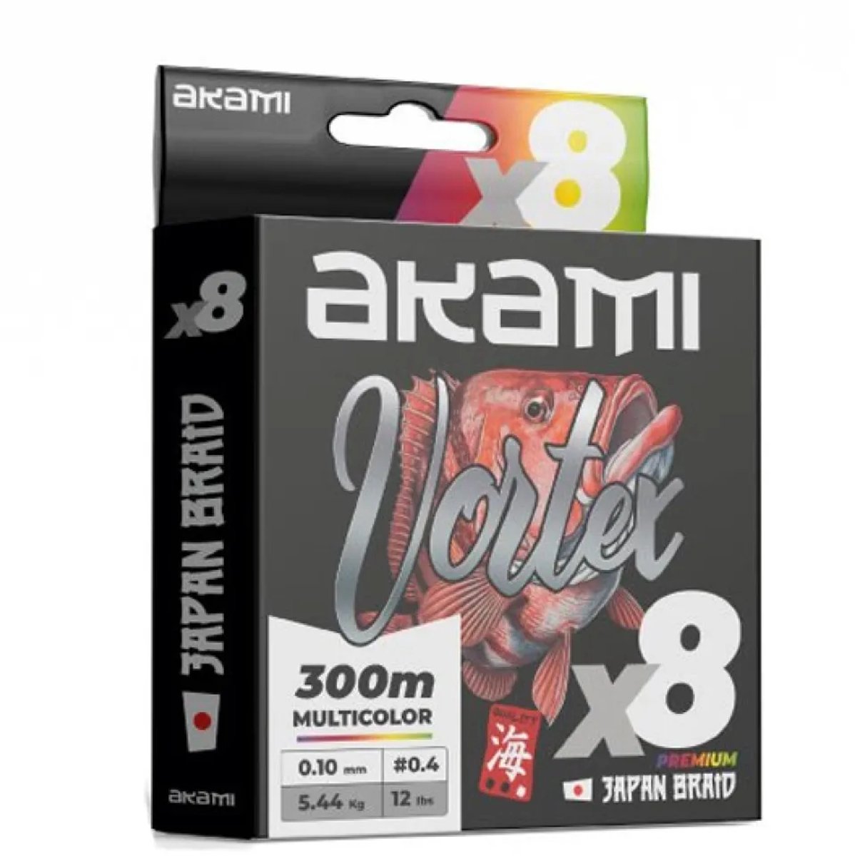 Akami Vortex 8x Gevlochten Vislijn 300 M Transparant 0.180 mm