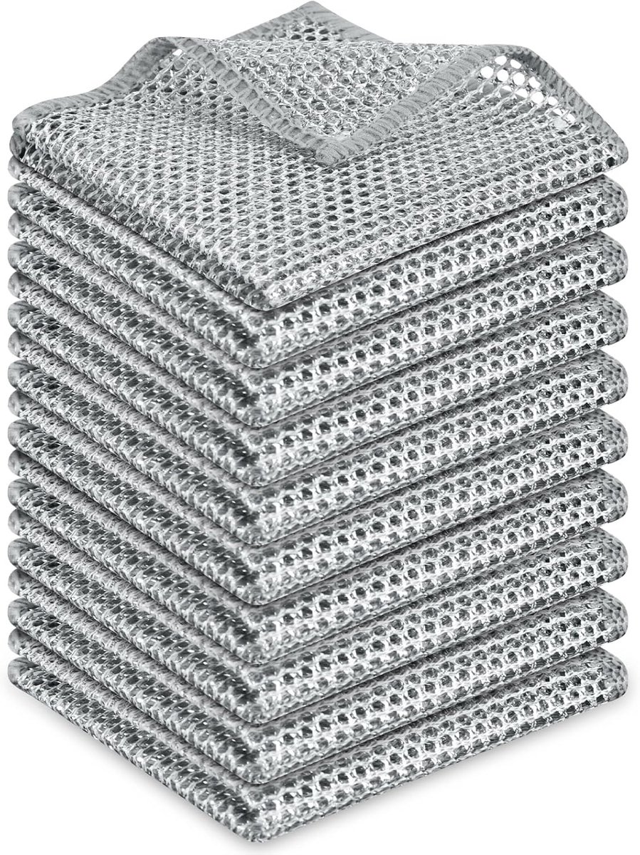 Schuurspons Metaal Set - Krachtige Vlekverwijdering - Krasvrij & Herbruikbaar - 10 Stuks 20x20 cm - Keuken Schoonmaakdoekjes RVS Pannenspons Afwasdoek Metaal Reinigingsdoek