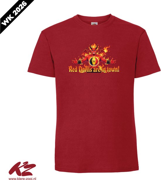 Red Devils Are In Town - Unisex T-Shirt - 3XL - Rood - België - WK Voetbal 2026 - WC World Cup Football